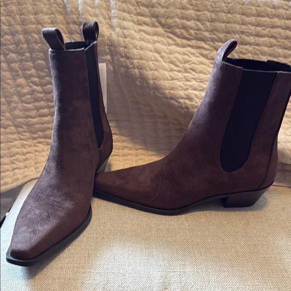 H&M Chocolate Brown Suede Ankle Boots - Picture 2 of 5